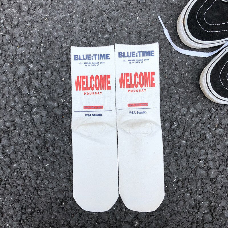 Autumn and winter new cotton tube socks Korean letter men and women trend couple socks street skateboard sports socks