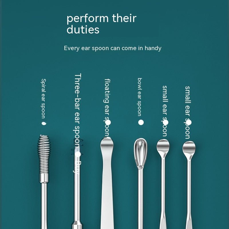 Fashion Stainless Steel Ear Pick 6-piece Set