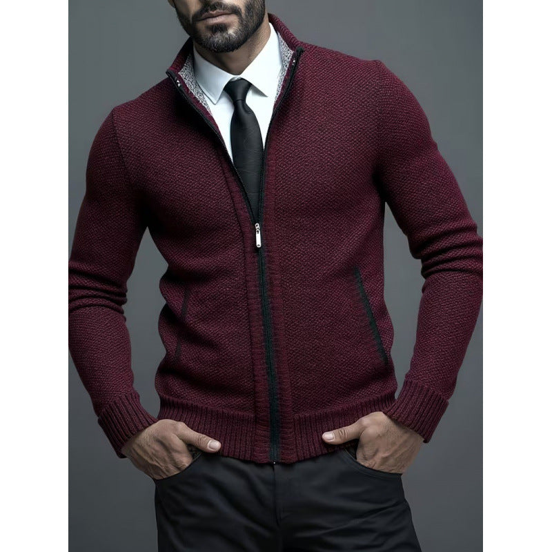 Men's Stand-up Collar Knitted Sweater Coat