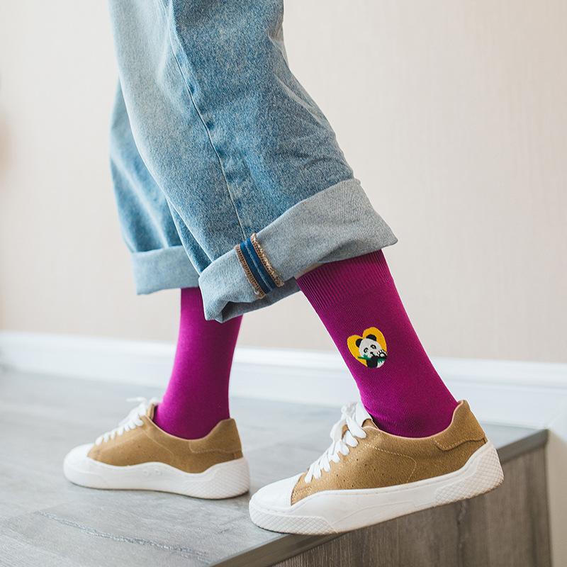 Vintage embroidered long cotton socks