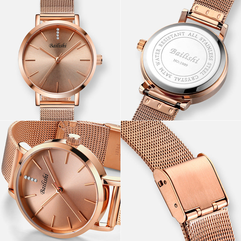 Mesh belt quartz watch