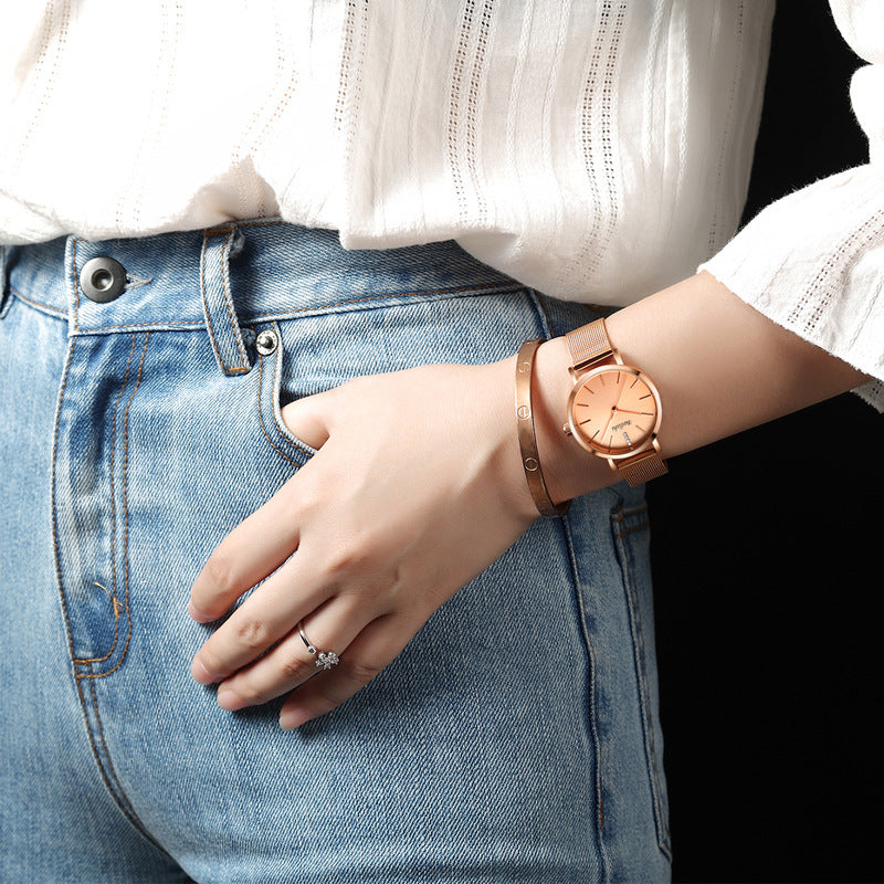 Mesh belt quartz watch