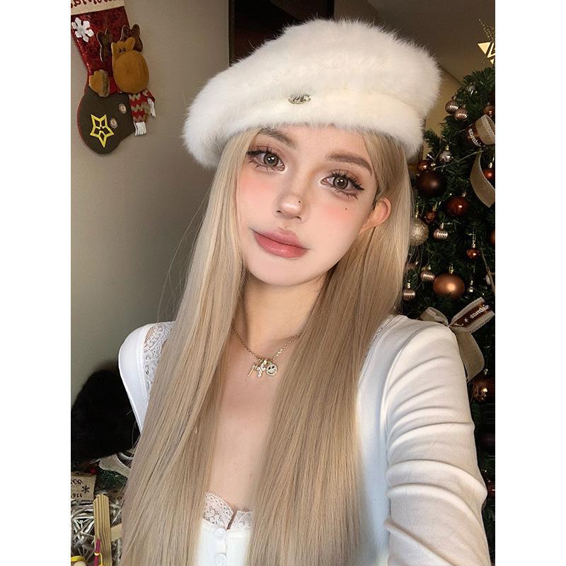 Full Hair Type Women's Long Straight Hair Gray Gold Wig