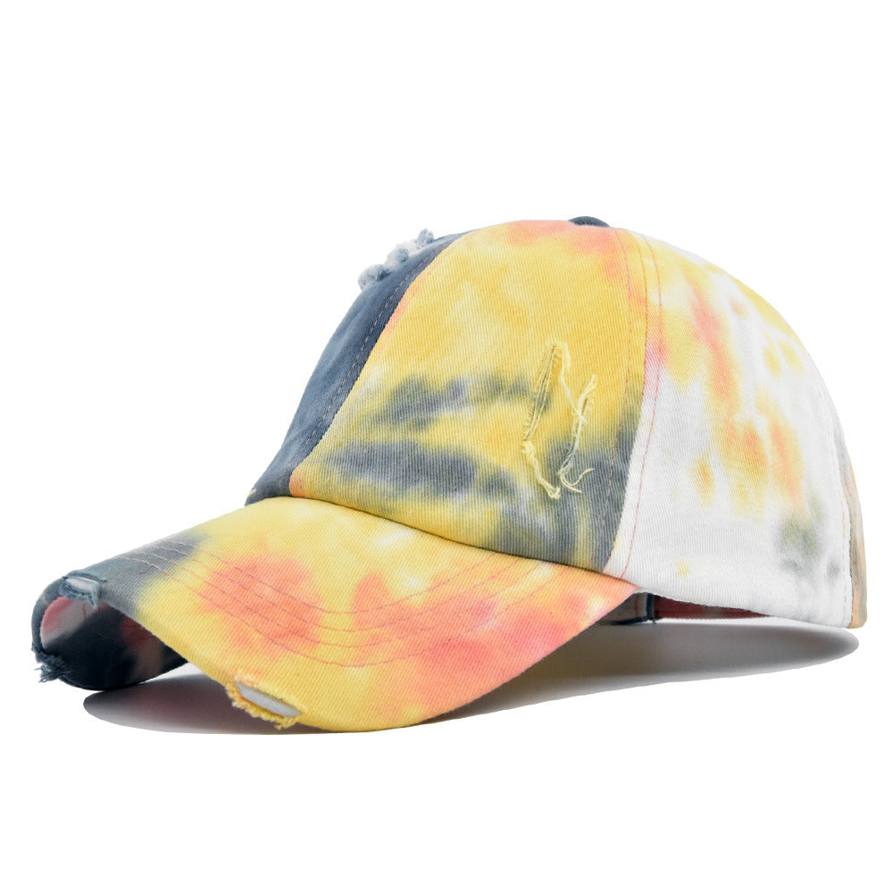 Women's Fashionable Broken Hole Graffiti Cap