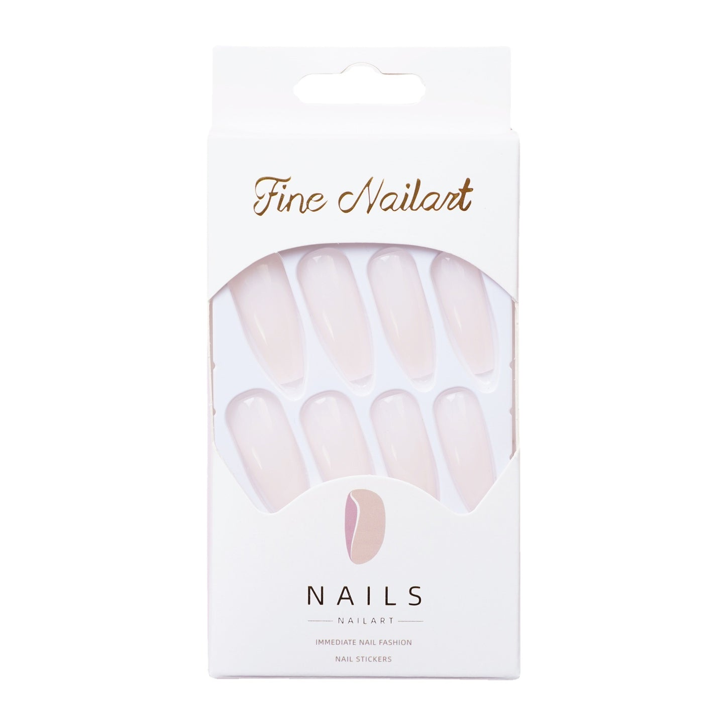 CS-57 Long Ballet Jelly White Fake Nail Tip Wear Nail Stickers Finished Product 24 Pieces
