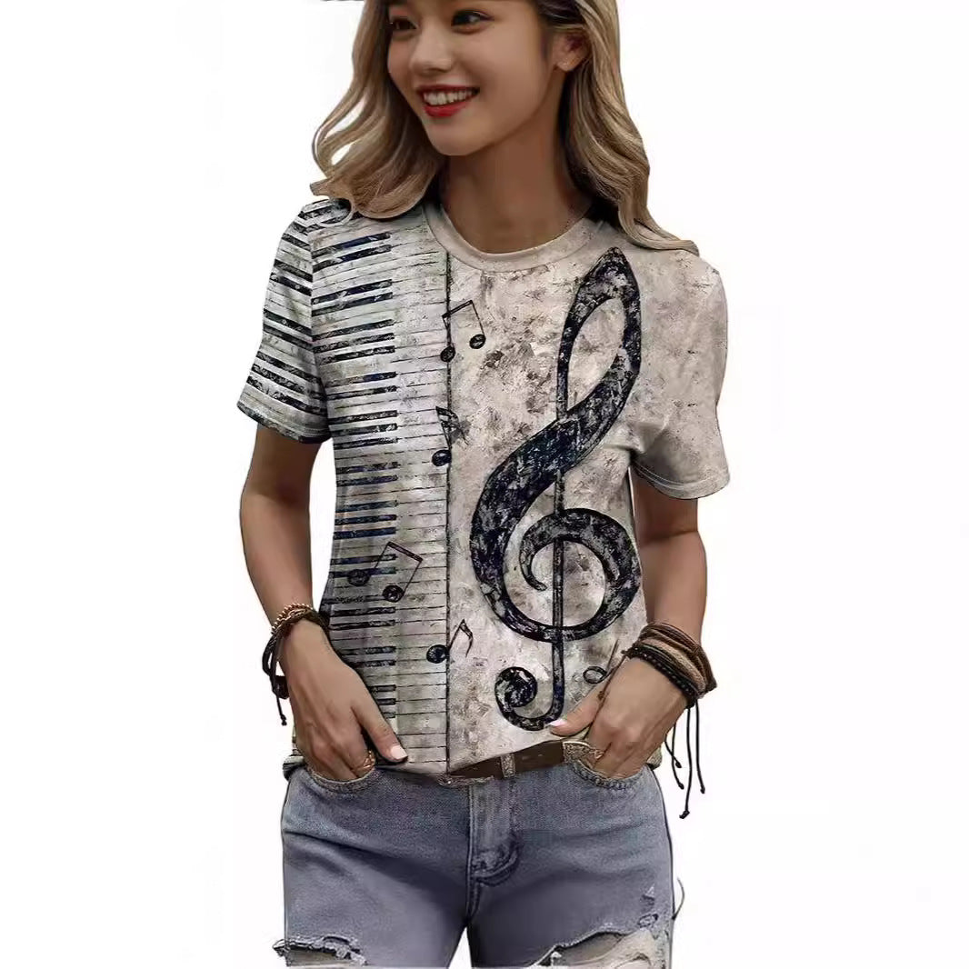 Digital Printing Note Short-sleeved T-shirt