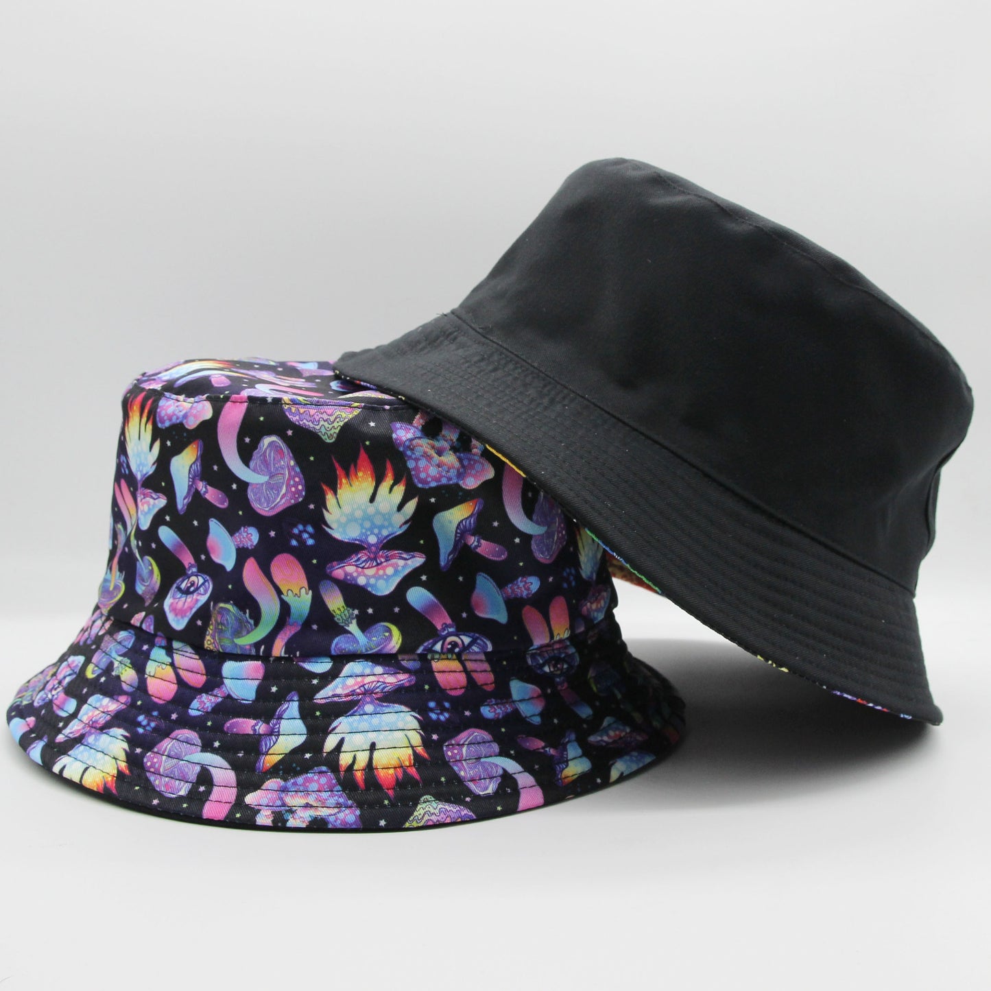 Mushroom Fisherman Hat Female Double Sided Wearable Cartoon Print
