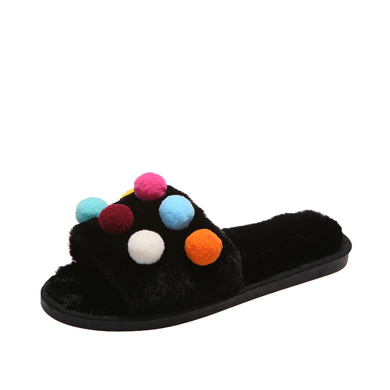 Home Women's Polka Dot Platform Plush Slippers