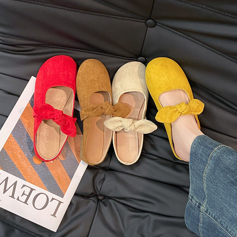 Plus Size Women's Shoes Bow Toe Half Slippers