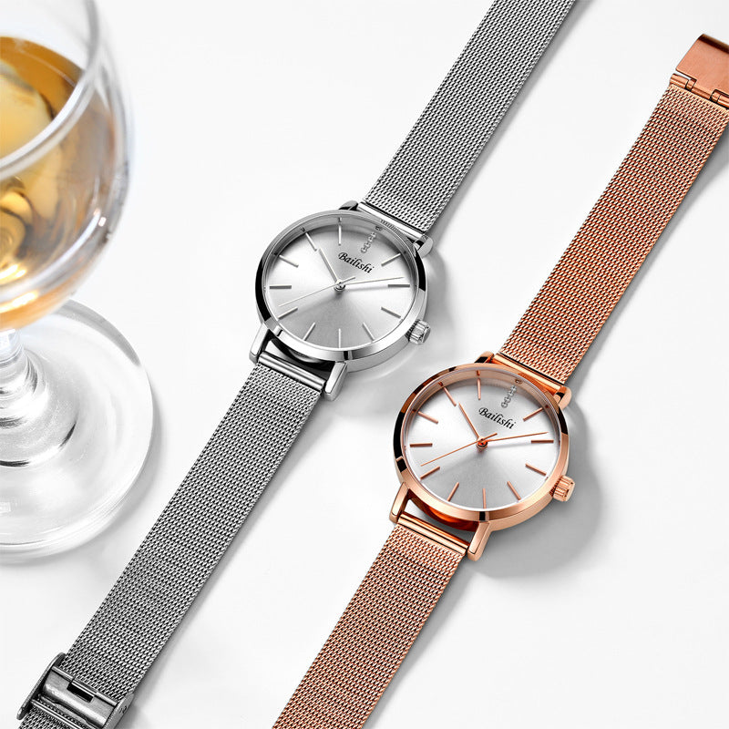 Mesh belt quartz watch