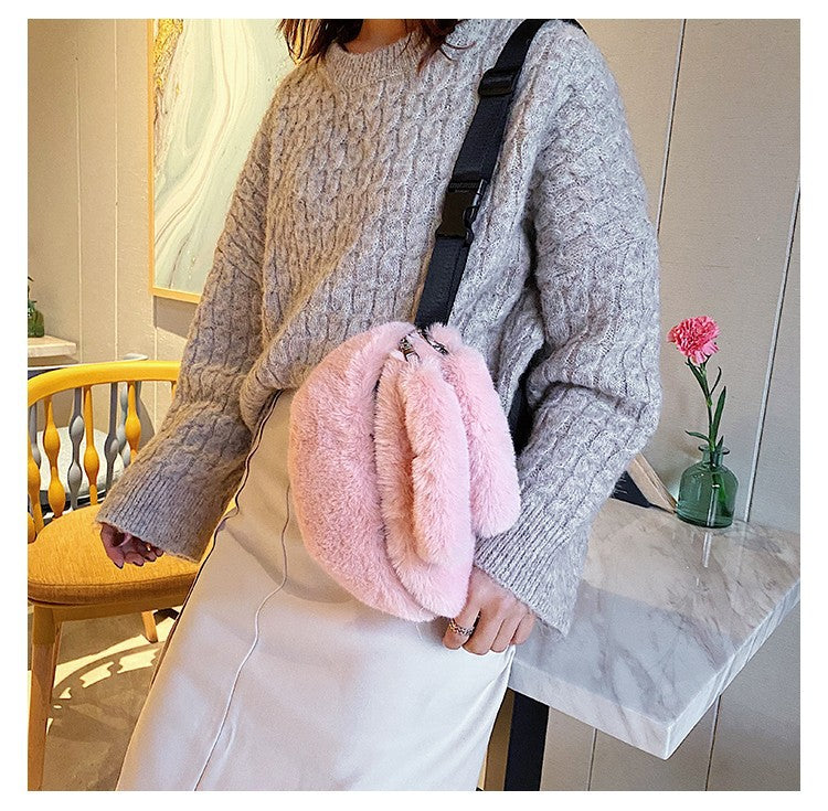Women's Fashion Shoulder Fur Messenger Bag