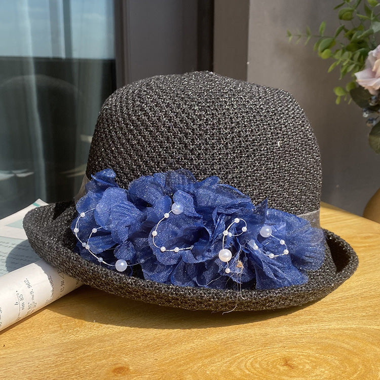 Curling Top All-match Flower Knit Breathable Bucket Hat