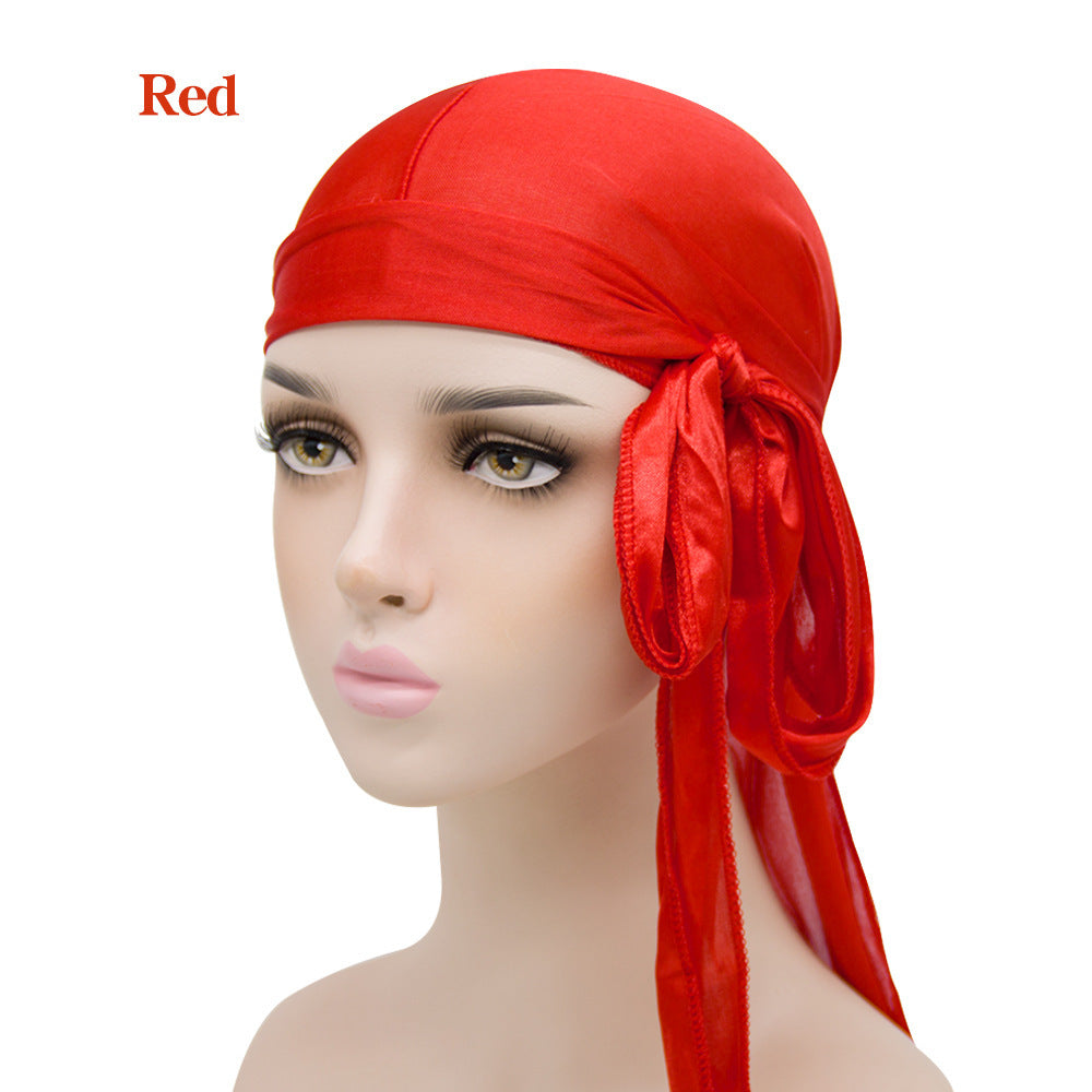 Unisex Satin Hovedbeklædning med Lang Hale  Strækbar Pirathat Og Hip Hop Turban til Mænd Og Kvinder, Elastisk Bandanahue til Kostume Og Mode