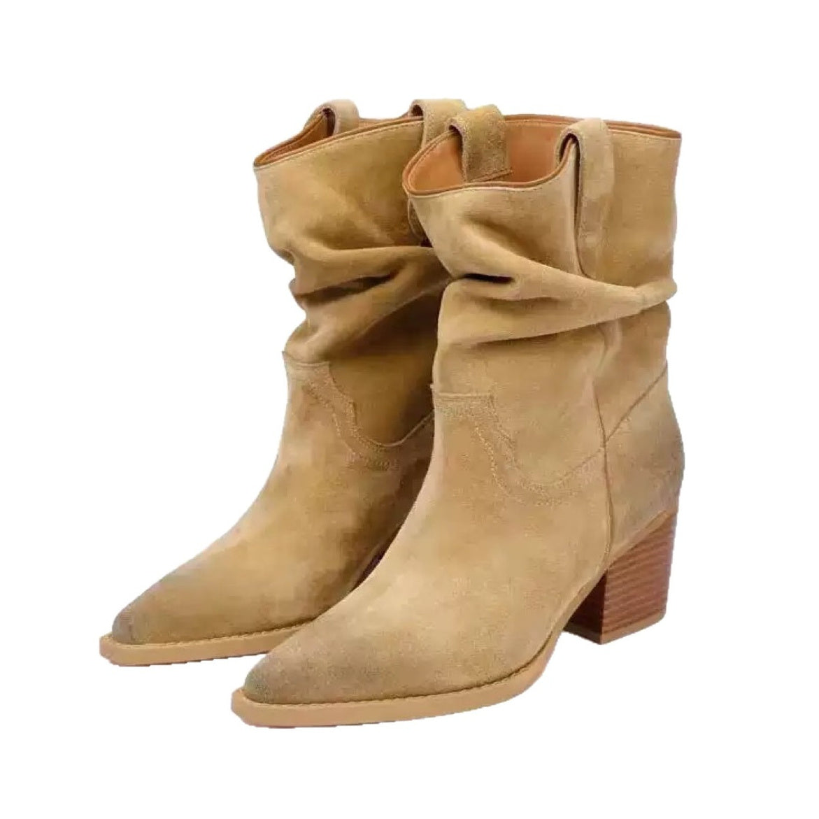 Womens Suede Pointed-toe Ankle Boots