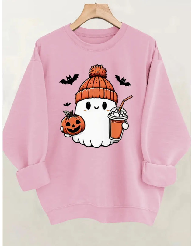 Fleece sweatshirt med bogstavprint og lange ærmer