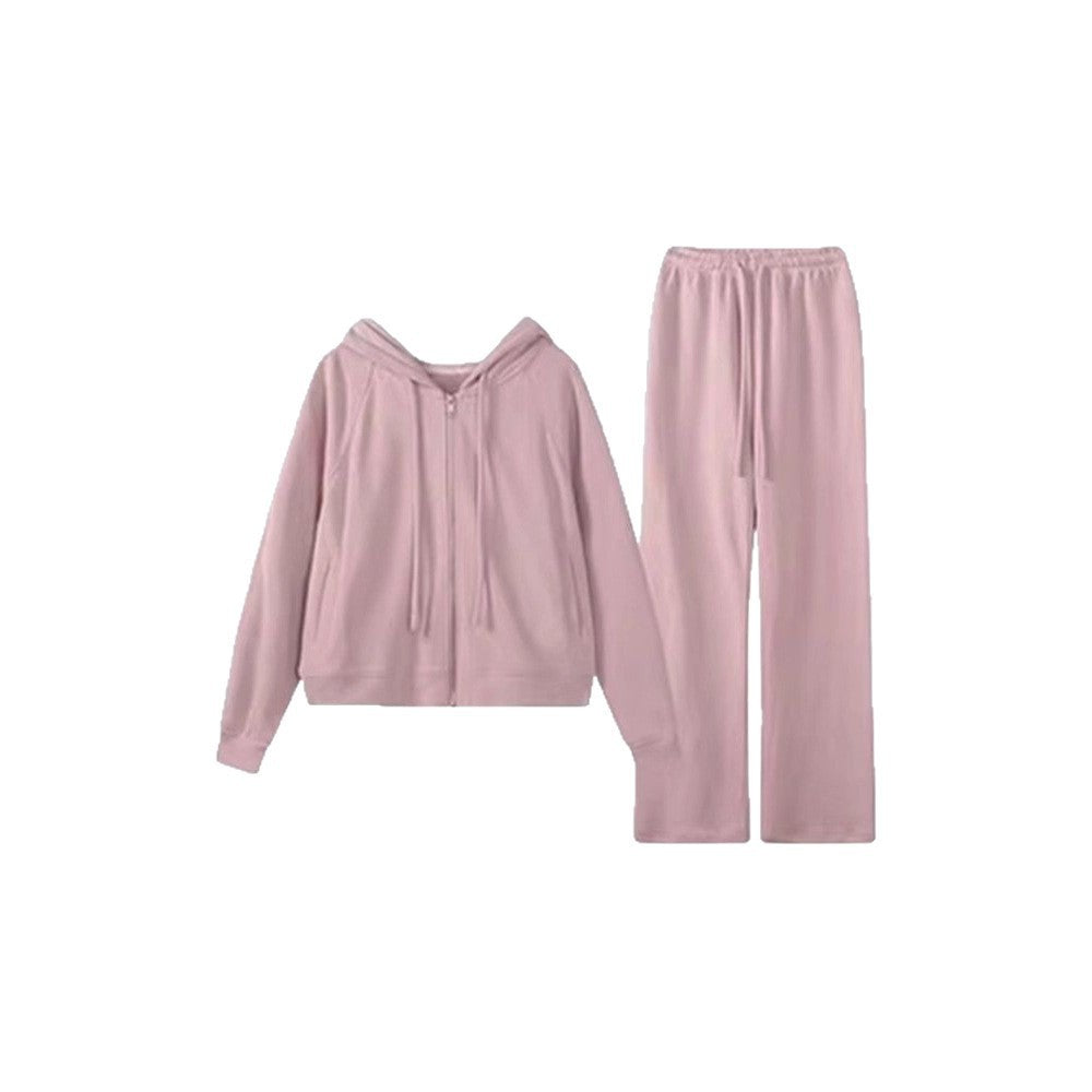 Loose Fashion Hooded Sweatshirt Wide Leg Pants