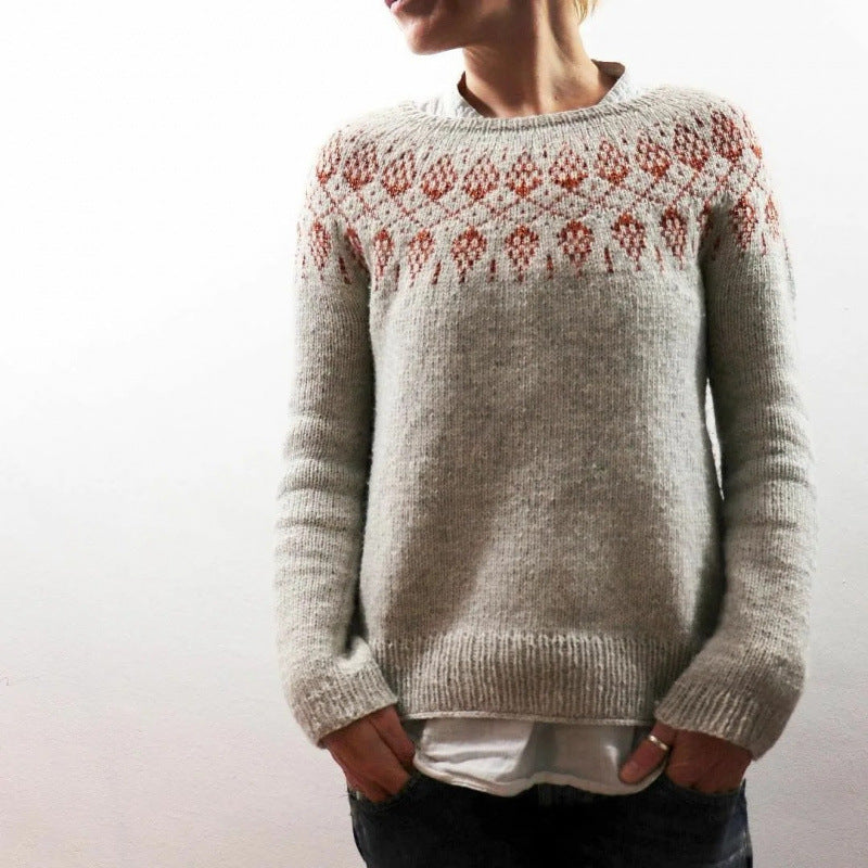 Round Neck Loose Multicolor Pullover Sweater