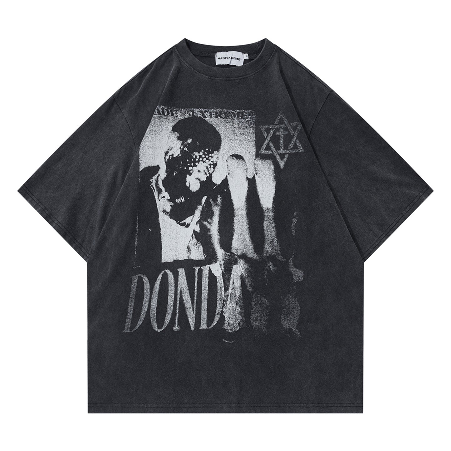 Printed Washed And Worn Loose Short Sleeve T-shirt