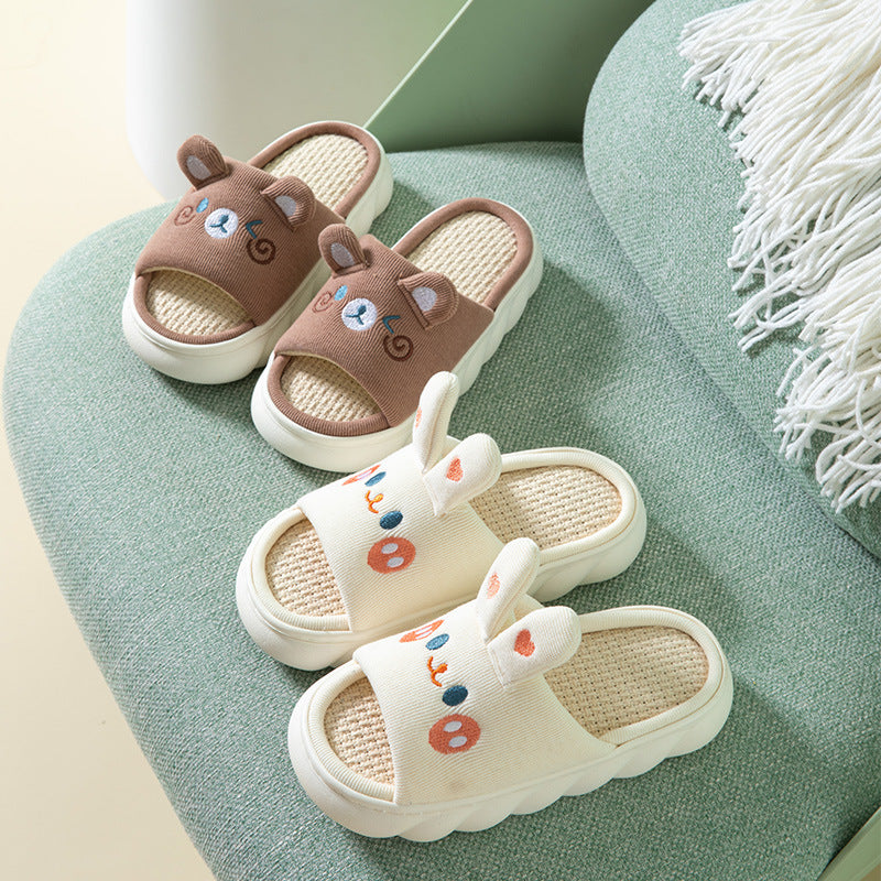 Women's Indoor Wood Floor Anti-Slip Cotton Linen Slippers