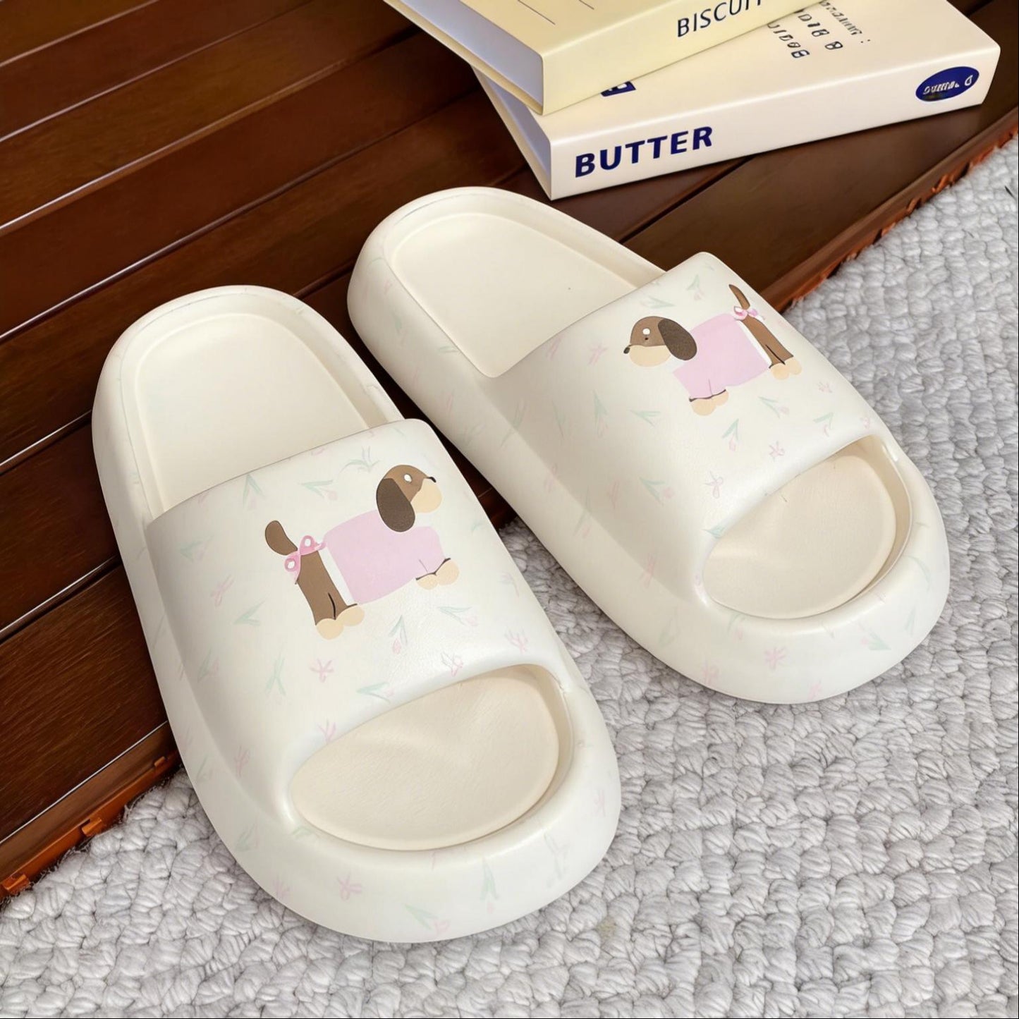 Printed Sausage Dog Slide Sandals For Women