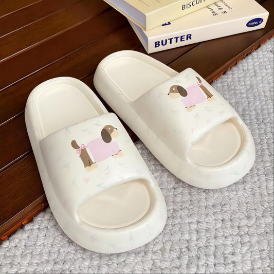 Printed Sausage Dog Slide Sandals For Women