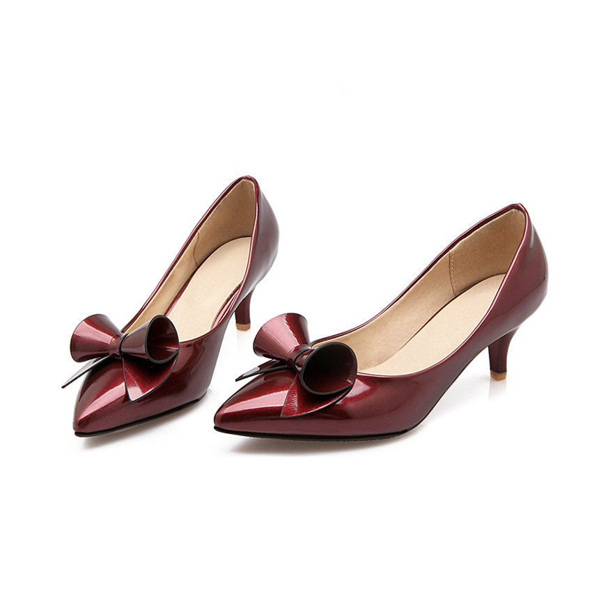 Bowknot Medium Heel Shoes Pointed Small
