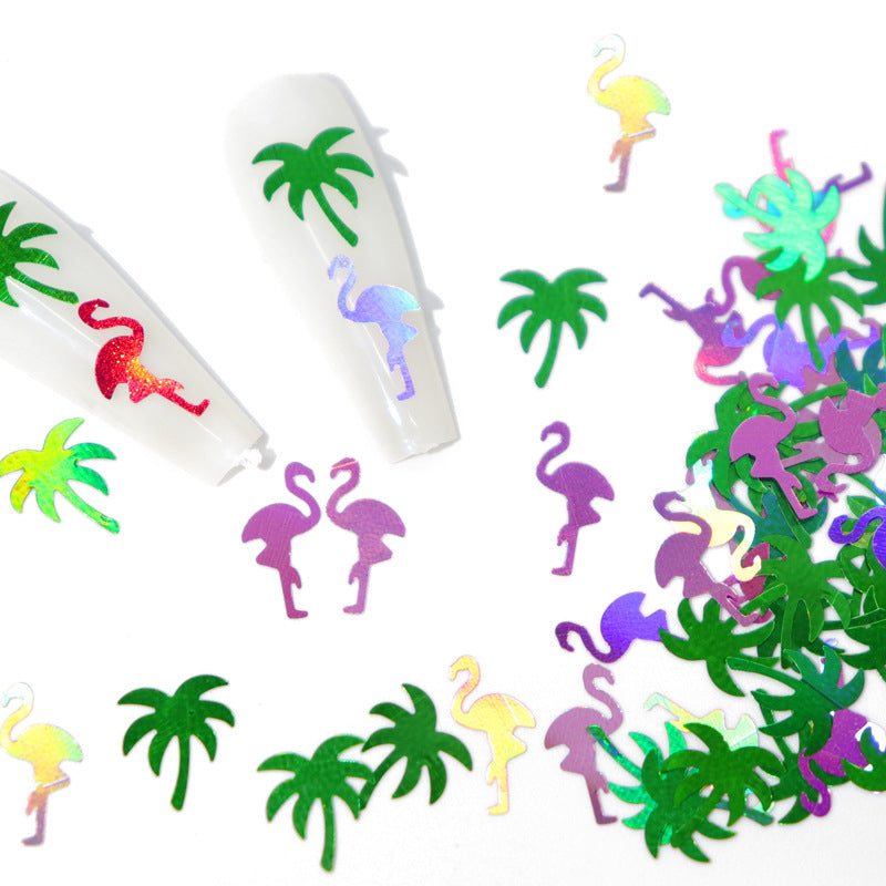 12-grid Long Boxed Cactus Coconut Bird Nail Sequins Set