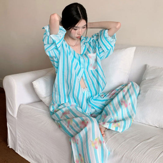 Loose-fitting Long-sleeve Sun-protective Shirt Relaxed Wide-leg Trousers