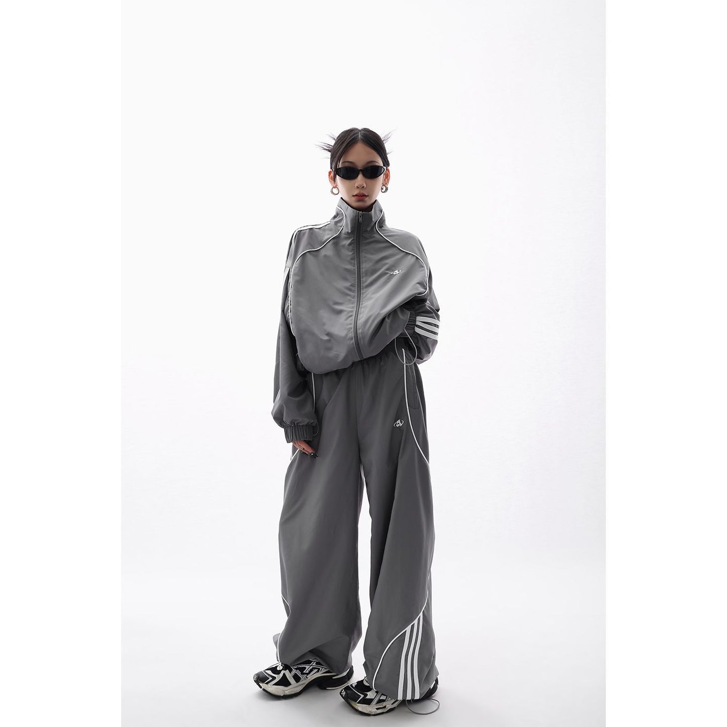 High-grade Fashion And Handsome Outdoor Jacket Coat Wide-leg Trousers 2-piece Set For Women