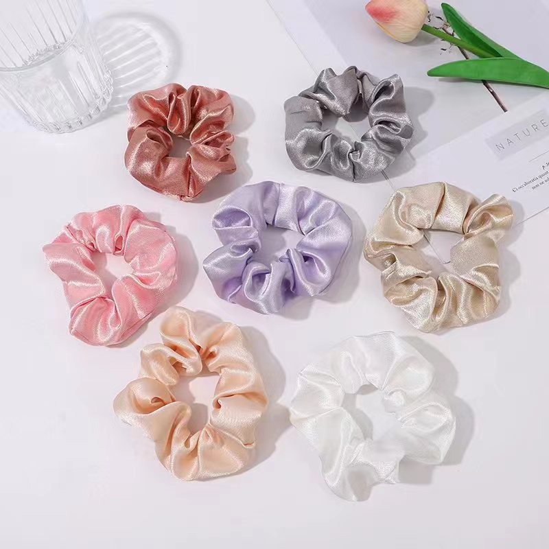 Solid Color Crystal Satin Large Intestine Hair Ring