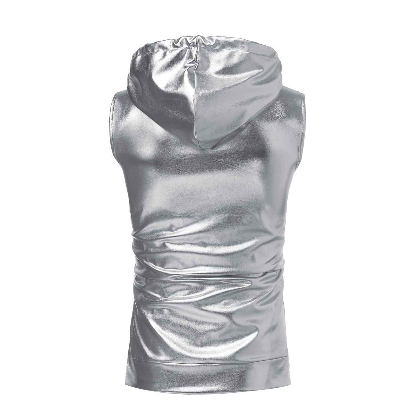 Fashion Dance Bright Hooded Drawstring Zipper Vest