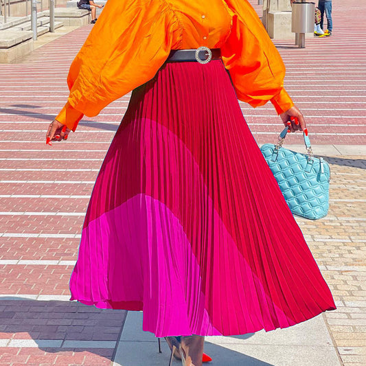 New Fashion Elastic Pleated Skirt Plus Size Foreign Trade A- Line Skirt