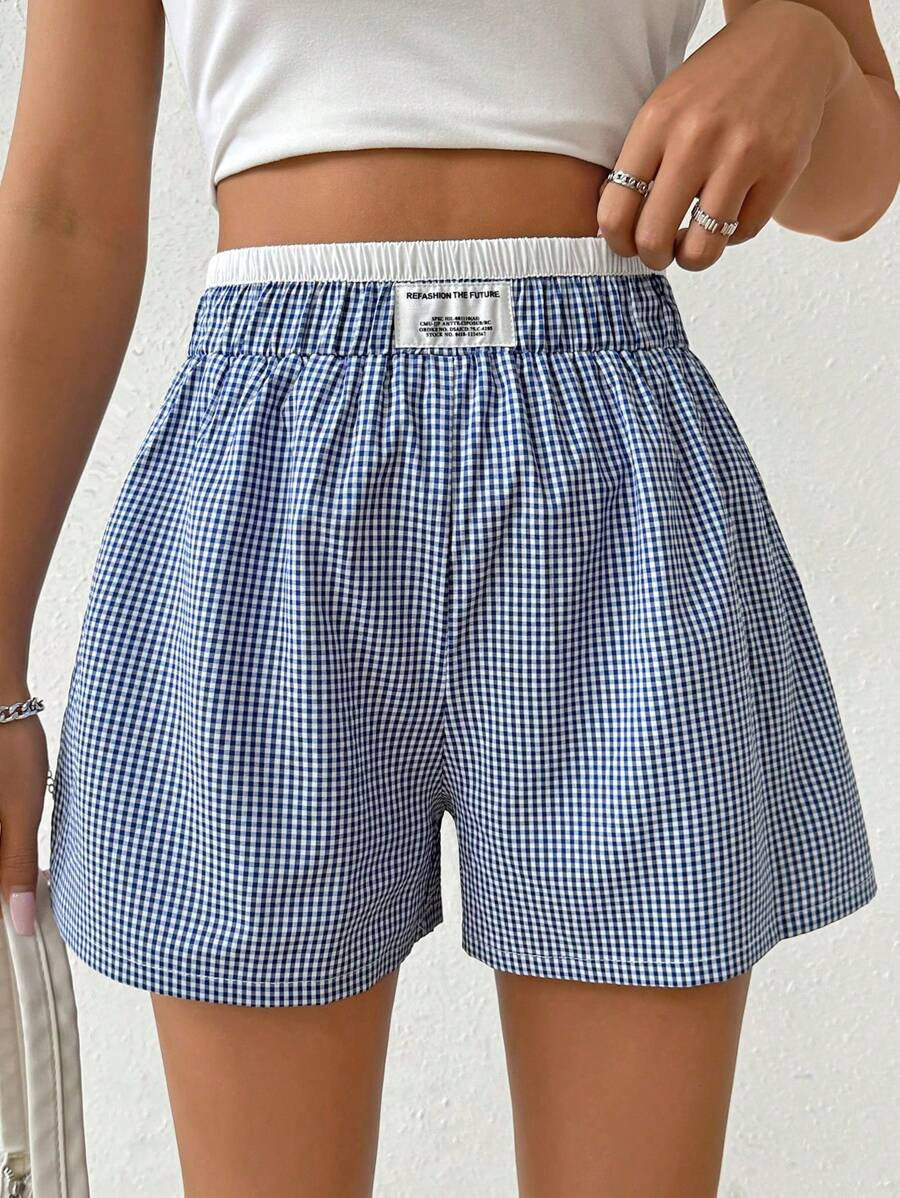 Elastic High-waist Buttoned Loose Casual Comfortable Basic Shorts