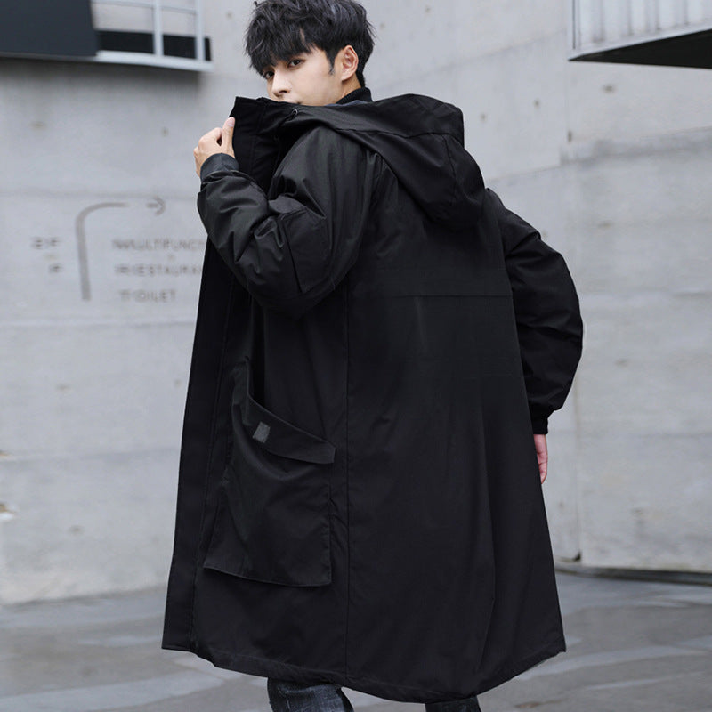 Men's Duster Plus Size Loose Mid-length Hooded Jacket