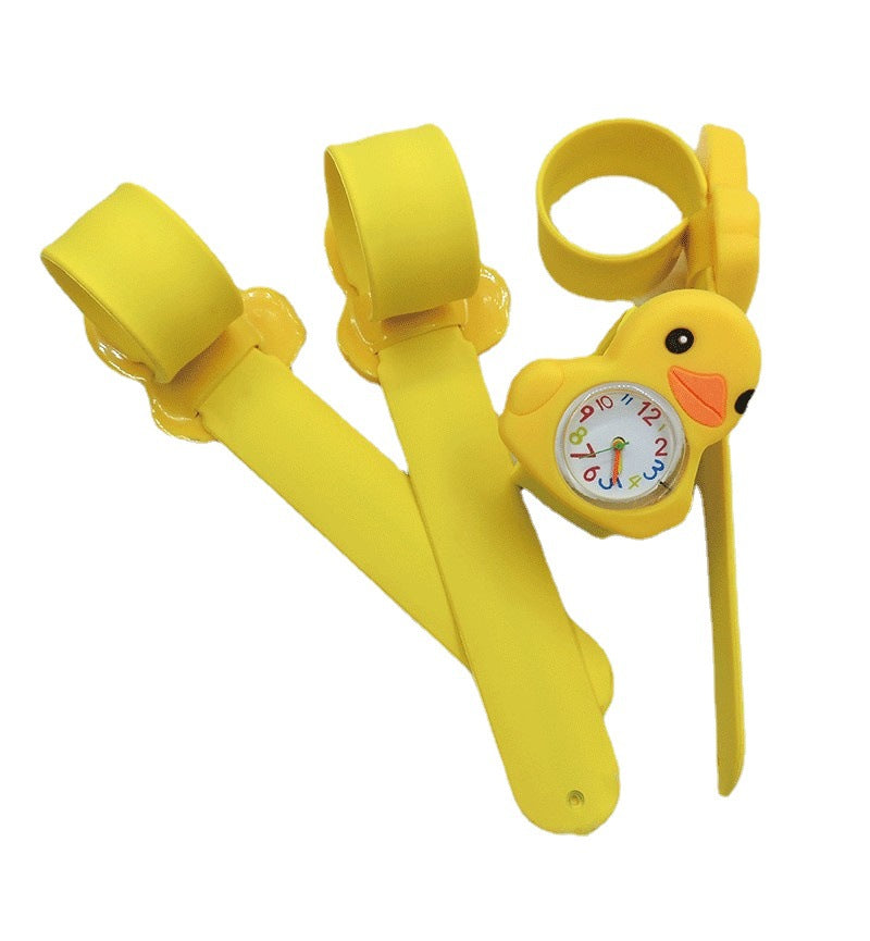 Little Yellow Duck PVC Drip Adhesive Cartoon Clapping Quartz Watch