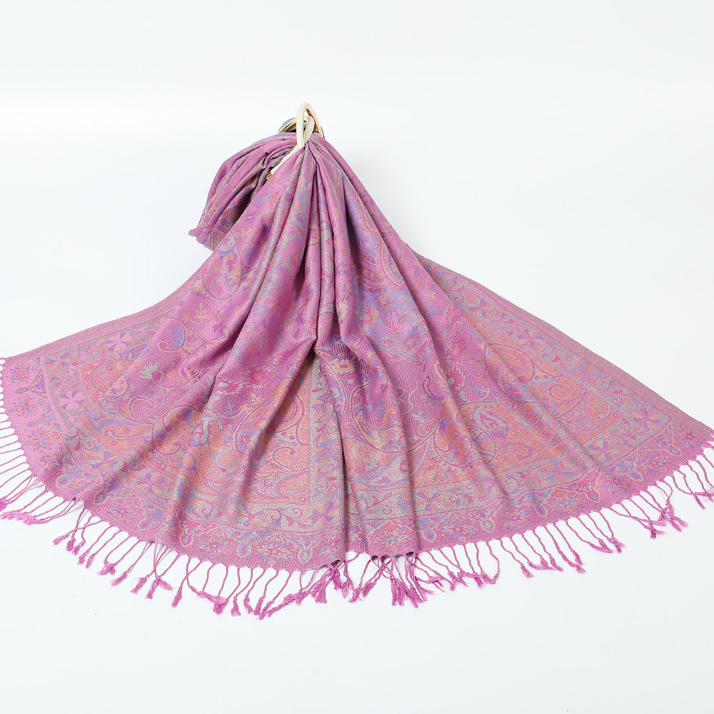 Export Scarf Ethnic Style Jacquard Cashew Tassel Shawl