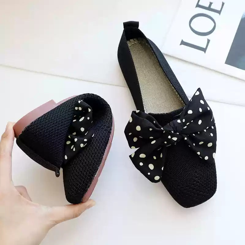 Knitted Shoes Women's Spring And Summer New Soft Bottom Bowknot Fairy Style