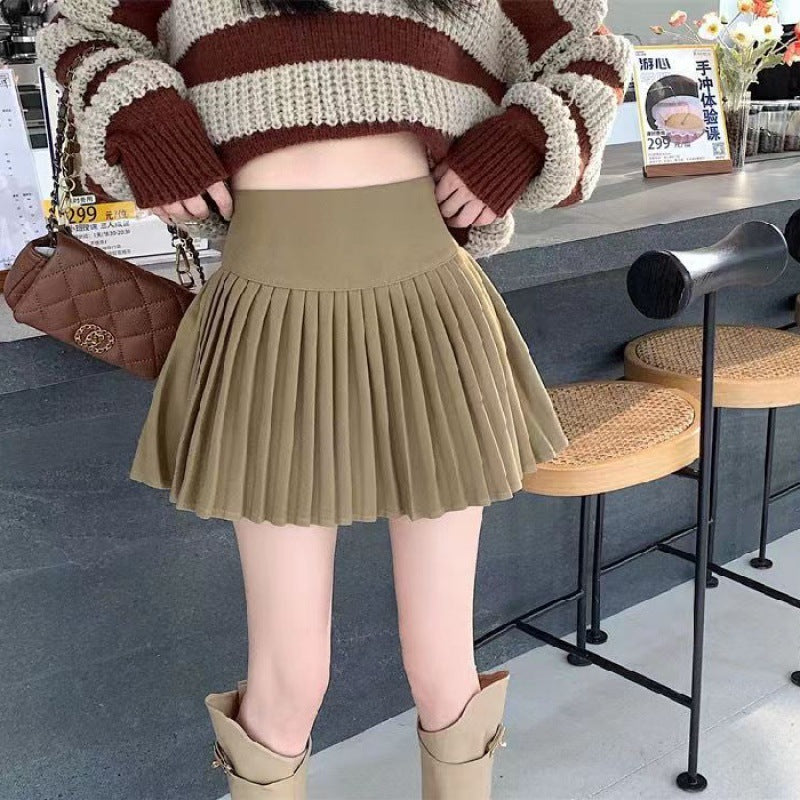 New Preppy Style Lined Four Seasons Hot Girl Pleated Skirt