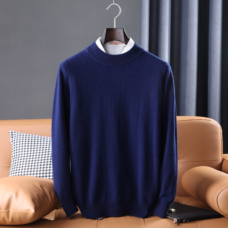 Cashmere Sweater, Men's Half High Collar Sweater, Youth