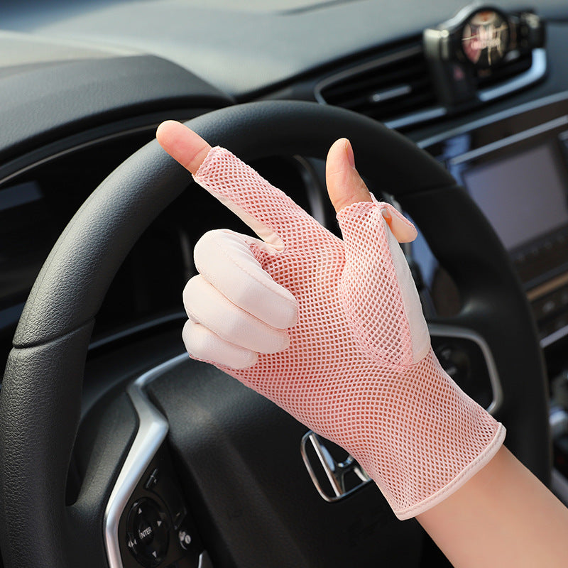 Ladies Ice Silk Gloves Sunscreen Anti-UV Outdoor Thin Style