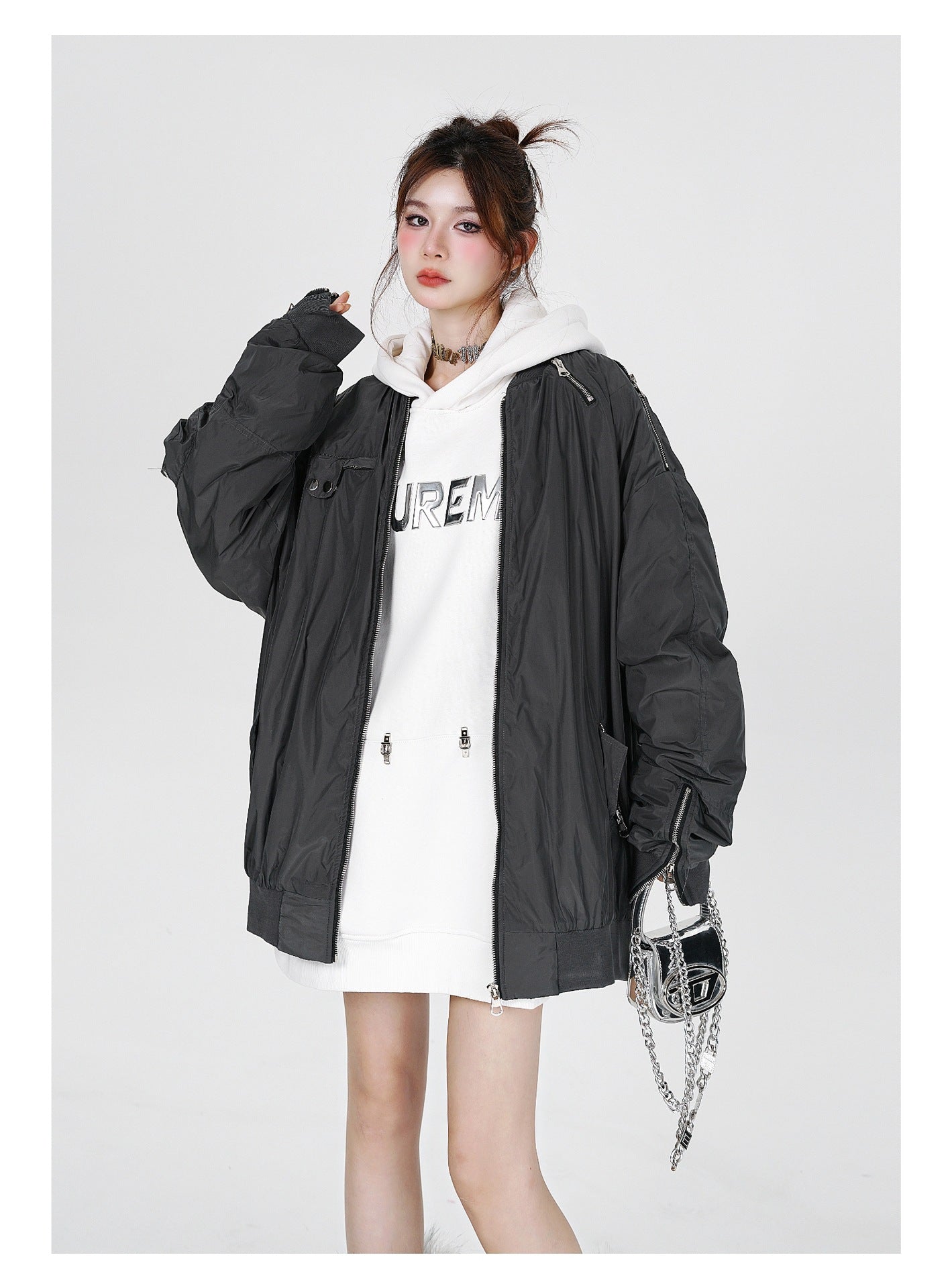 Multi-zipper Couple Workwear Jacket