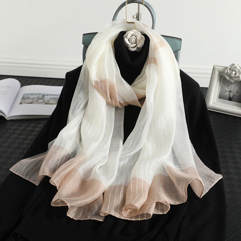 Silk wool blended scarf all-match gauze shawl Korean bib