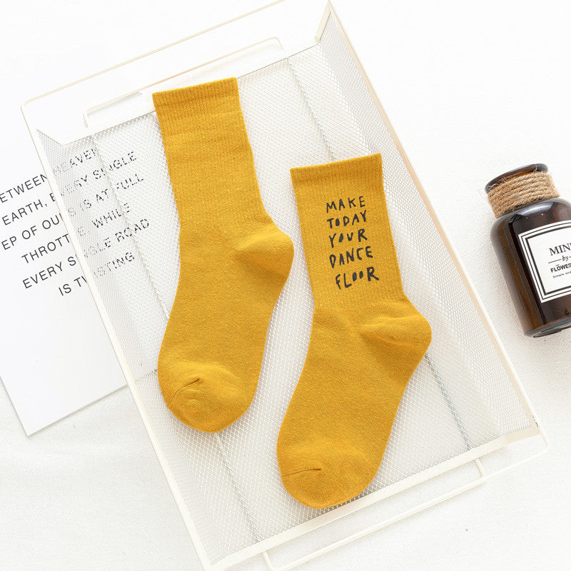 Women's alphabet pile cotton socks