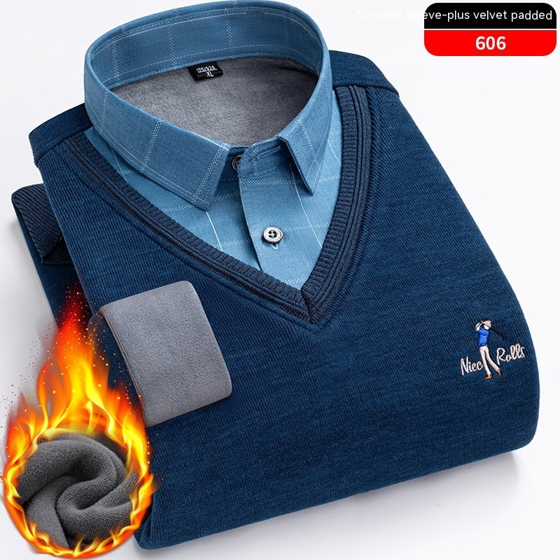 Men's Knitted False Two Pieces Warm