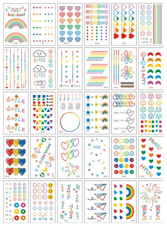 Bracelet Colorful Line Smiley Face Tattoo Stickers