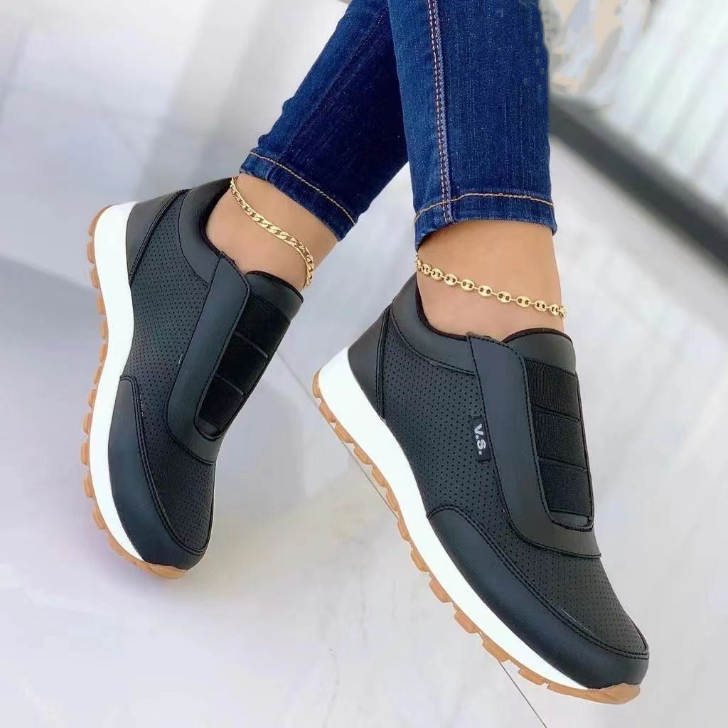 Dame Flade Sko Elastikbånd Design Sko Plateau Sneakers