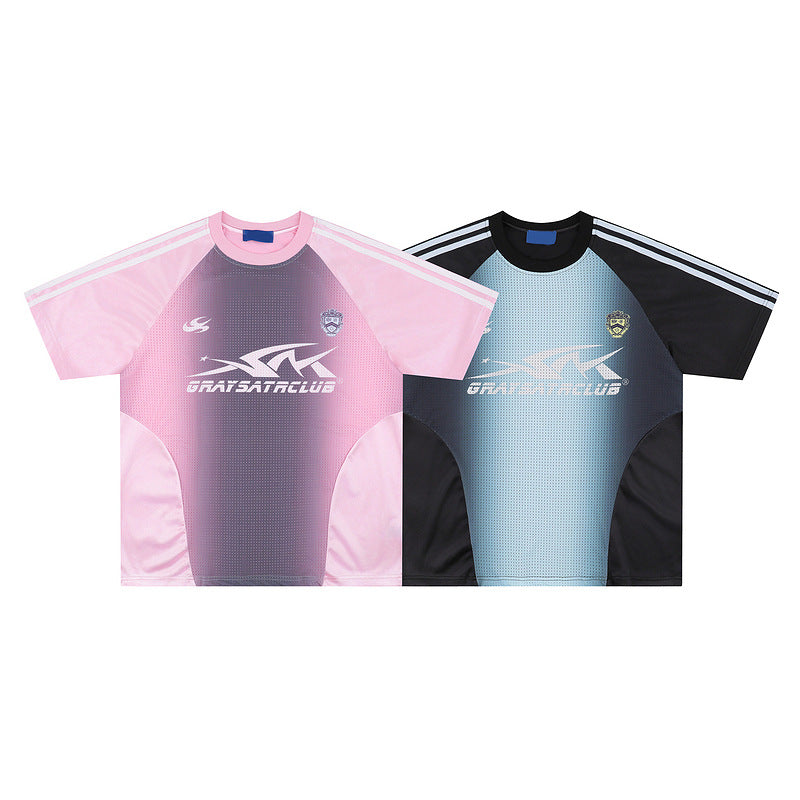 American Style Hip Hop Mesh Stitching Jersey T-shirt