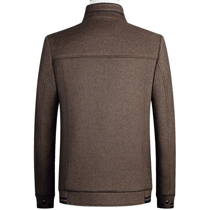 Men's Jacket Vertical Collar Thickened Autumn Woolen Jacket