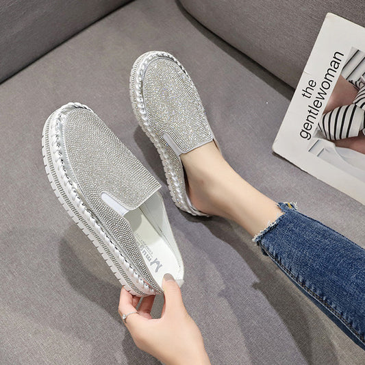 Fashionable All-match Heelless Casual Slip-on Half Drag Large Size Women's Shoes