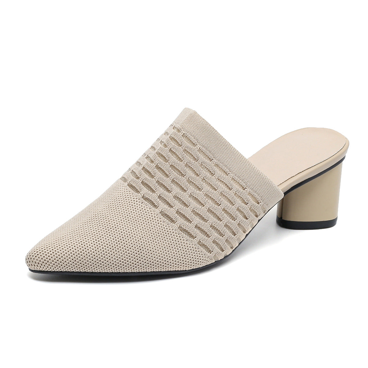 Pointed Toe Toe Cap Sandals Chunky Heel High Heels